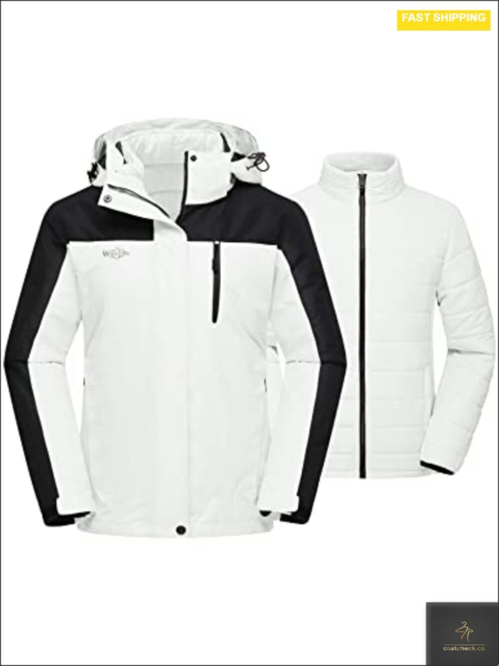 Women's 3-in-1 Ski Jacket Cotton Padded Liner Winter Coat